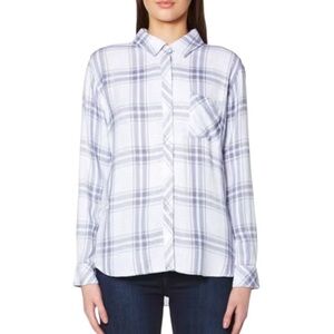Rails Hunter White Blush Blue Patriot Plaid Button Down Flannel Shirt Size S